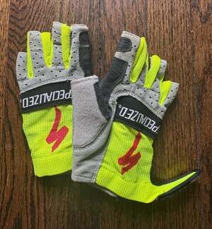VINTAGE Specialized Hi-Viz Yellow Fingerless Cycling Gloves Size XS